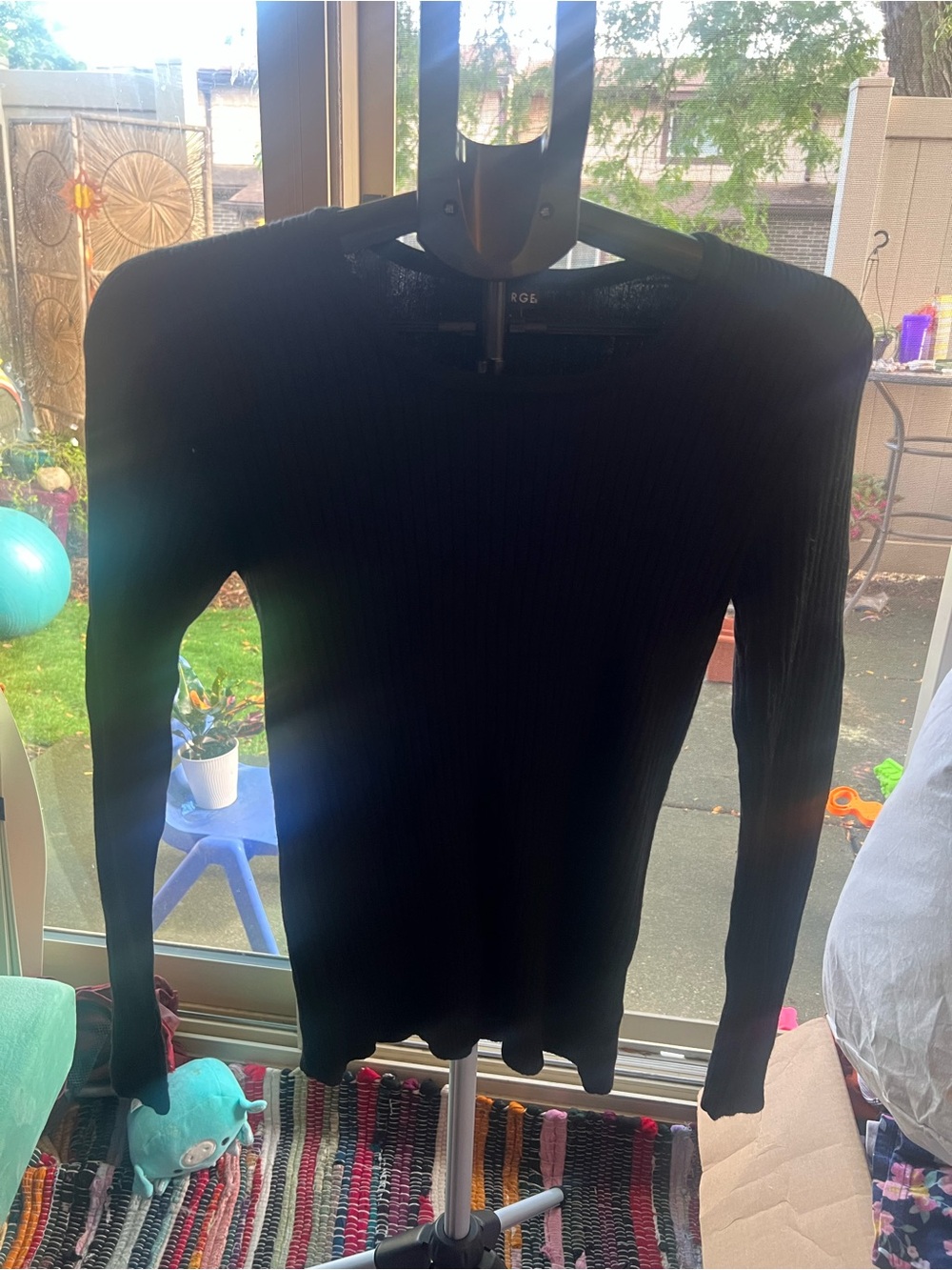 George Black Ribbed Long-Sleeve Crewneck